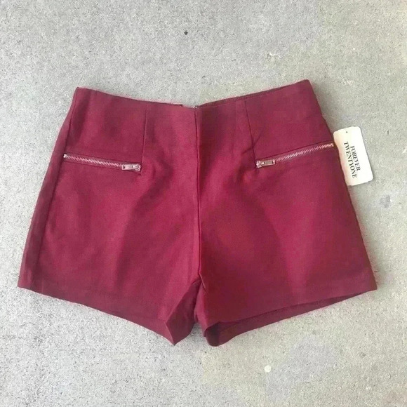 🌸Forever 21 High Waist Shorts Burgundy XS - Picture 1 of 4